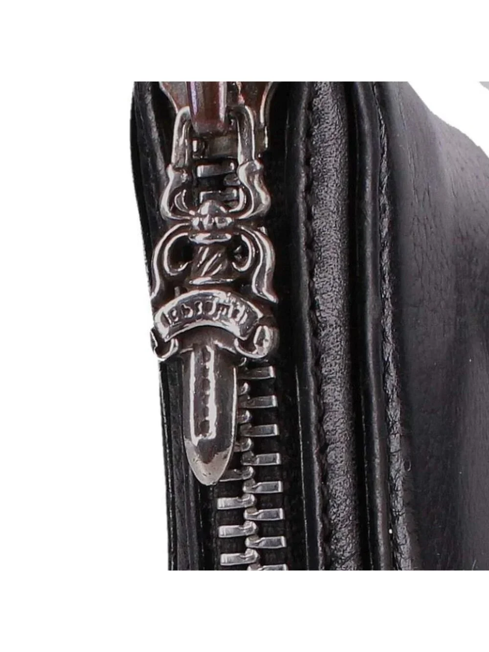 Chrome Hearts Rec Zip Plane Round Zip Leather Wallet